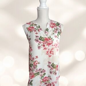 Floral Sleeveless Women's Top - White and Pink